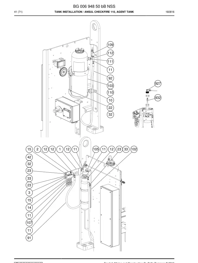 BG00693606a BG 006 936 06a Hose Assembly - Sandvik Technical Drawing