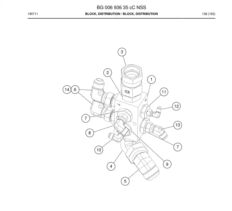 BG00693635c BG 006 936 35c Block, Distribution - Sandvik Technical Drawing