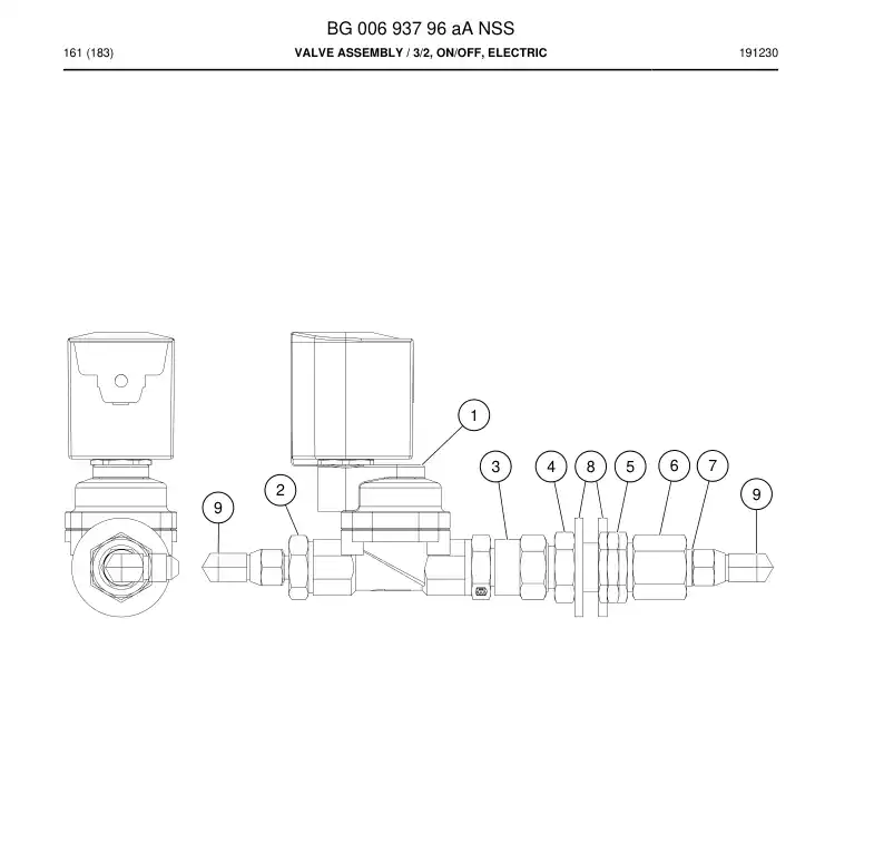 BG00693796a BG 006 937 96a Valve Assembly - Sandvik Technical Drawing