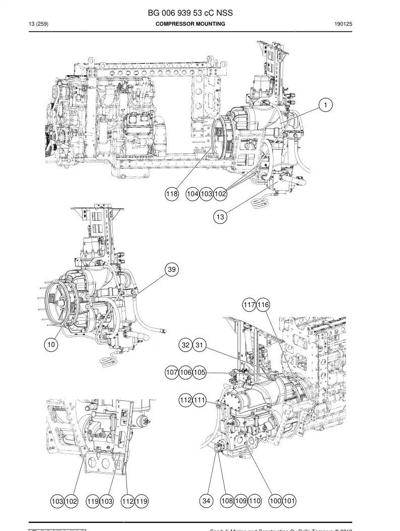 BG00693953c BG 006 939 53c Compressor mounting - Sandvik Technical Drawing