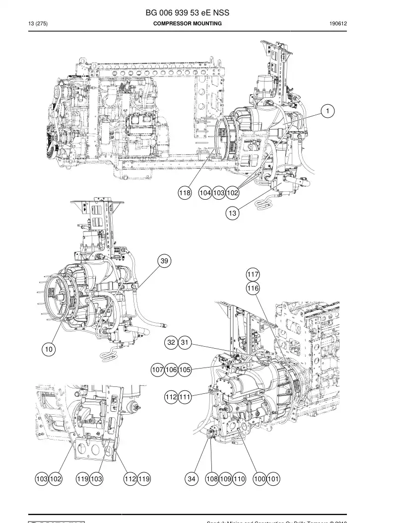 BG00693953e BG 006 939 53e Compressor mounting - Sandvik Technical Drawing