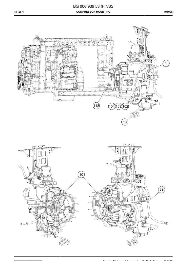 BG00693953f BG 006 939 53f Compressor mounting - Sandvik Technical Drawing