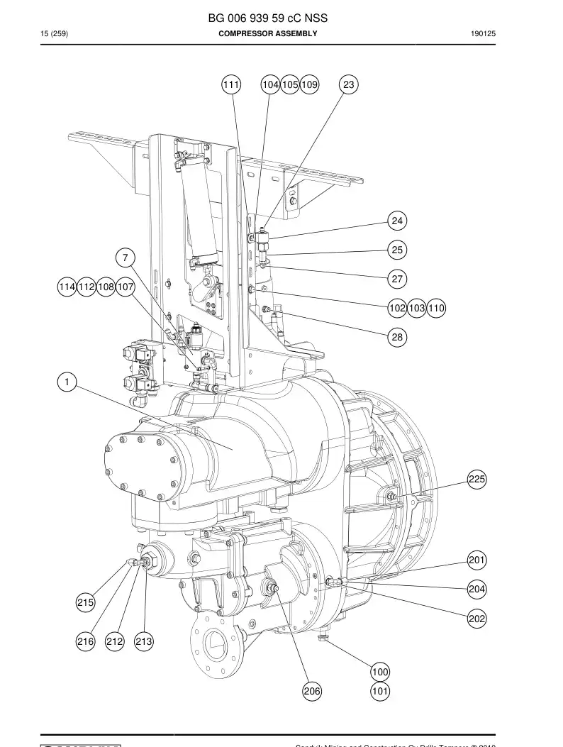 BG00693959f BG 006 939 59f Compressor Assembly - Sandvik Technical Drawing