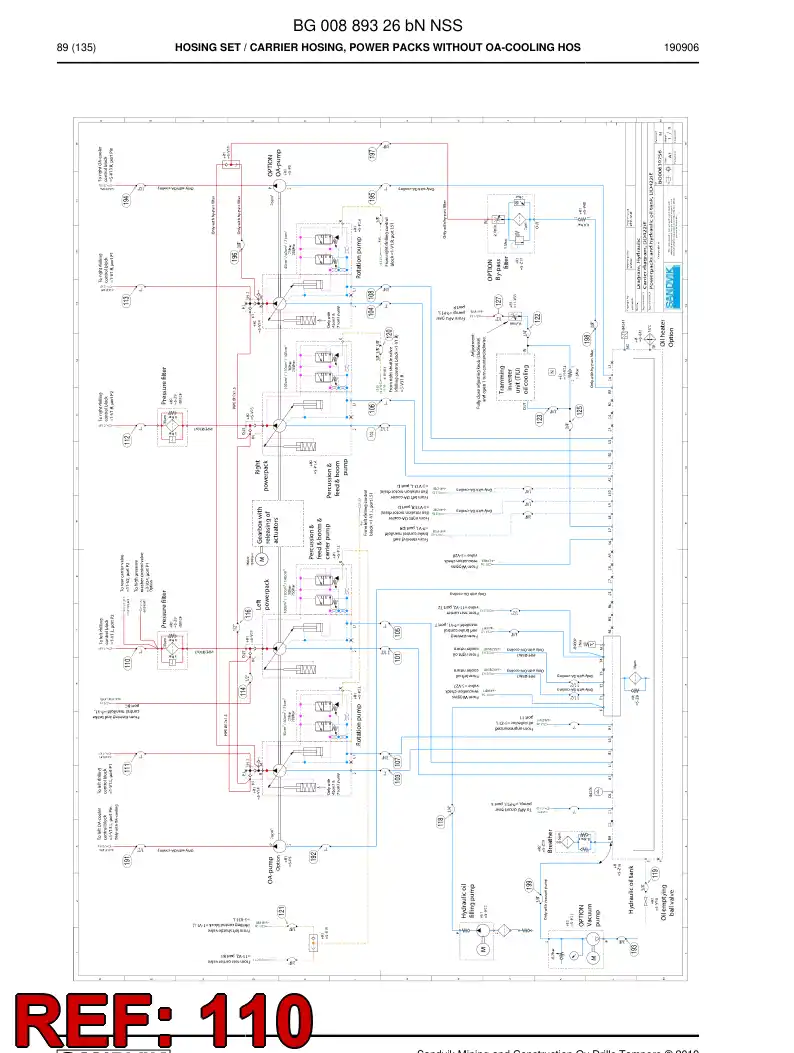 BG00693990a BG 006 939 90a Hose Assembly, Hydraulic - Sandvik Technical Drawing