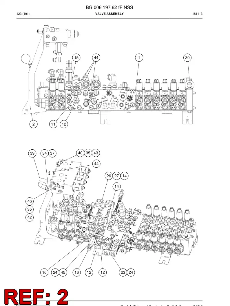 BG00694358a BG 006 943 58a Bracket, Valve - Sandvik Technical Drawing