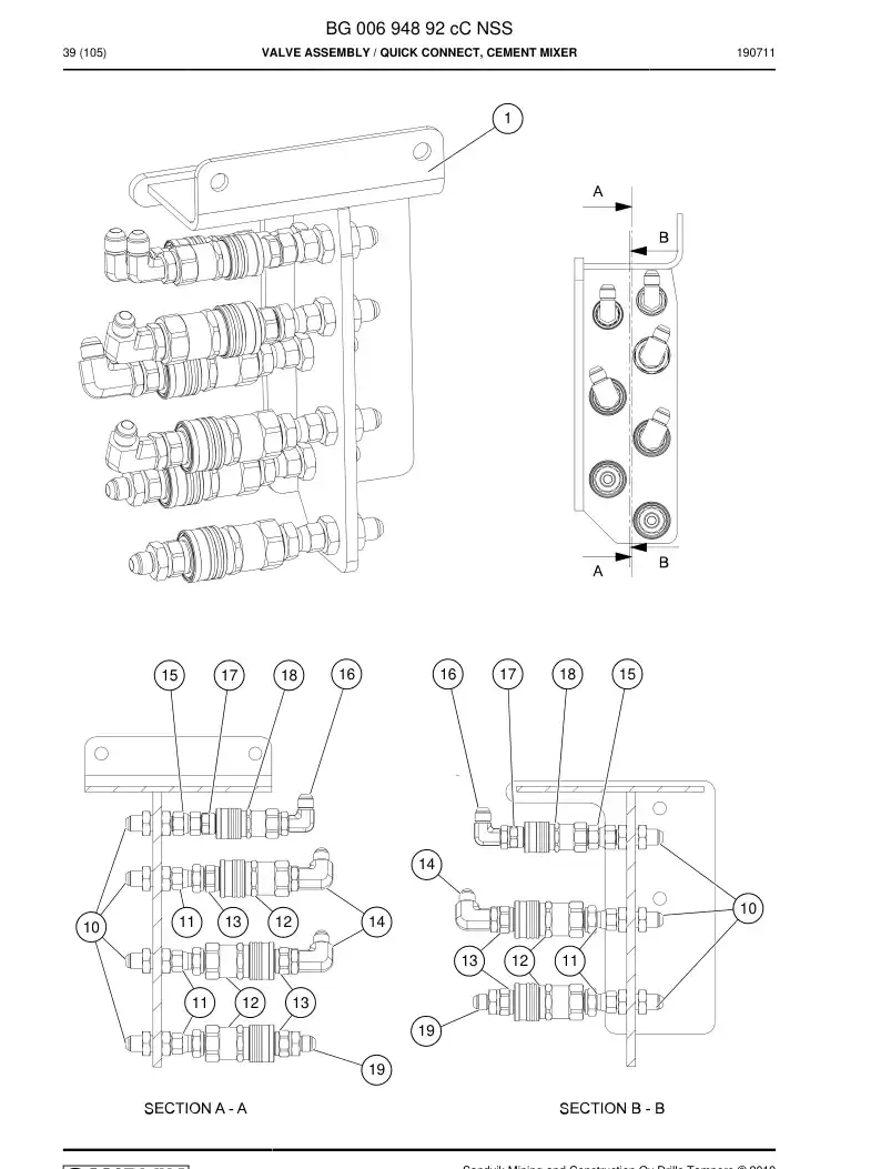 BG00694892c BG 006 948 92c Valve Assembly - Sandvik Technical Drawing