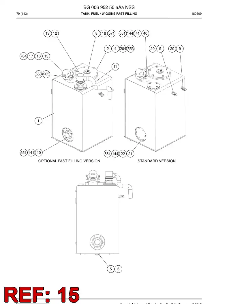 BG00695258b BG 006 952 58b Cap, Filling - Sandvik Technical Drawing