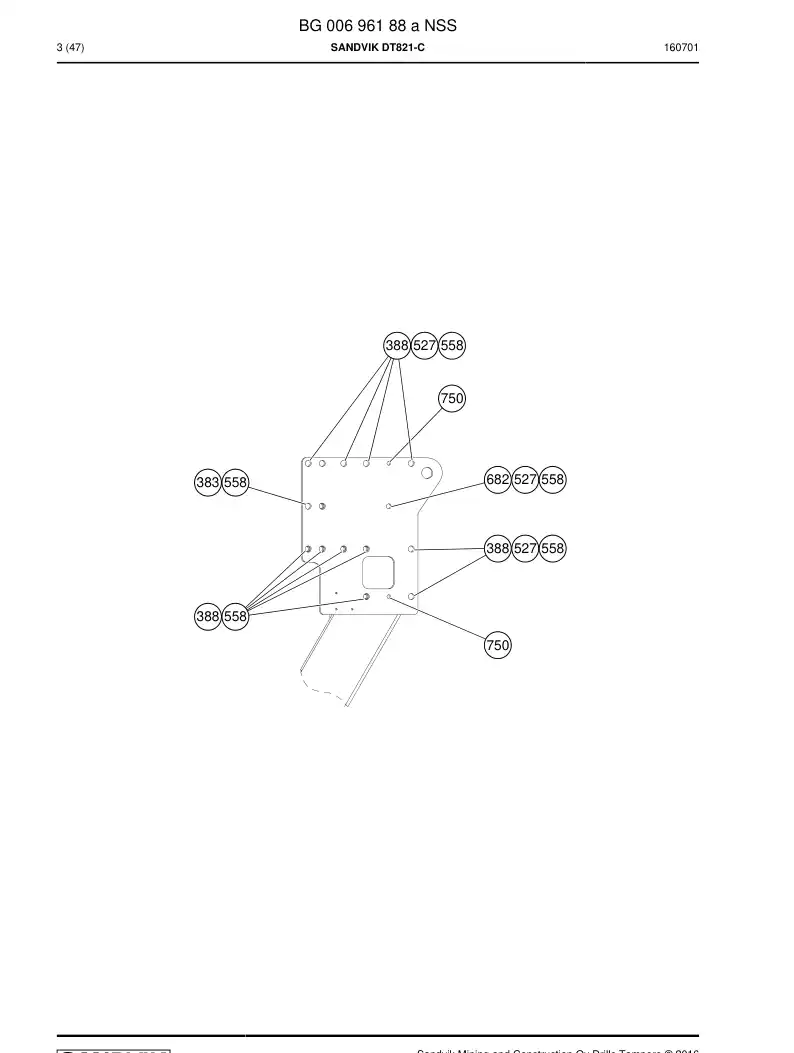 BG00696188a BG 006 961 88a Sandvik DT821-C - Sandvik Technical Drawing