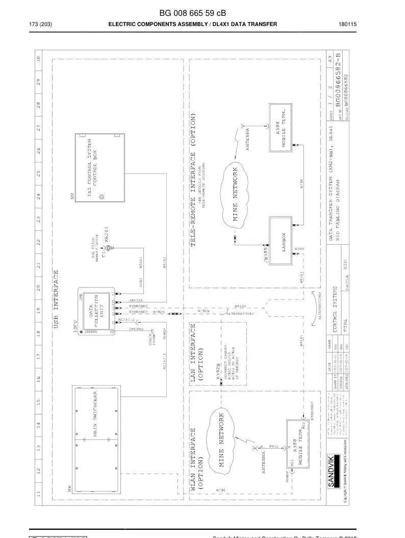 BG00696302a BG 006 963 02a CABLE, CONECTOR MACHO PRECABLEADO - Sandvik Technical Drawing