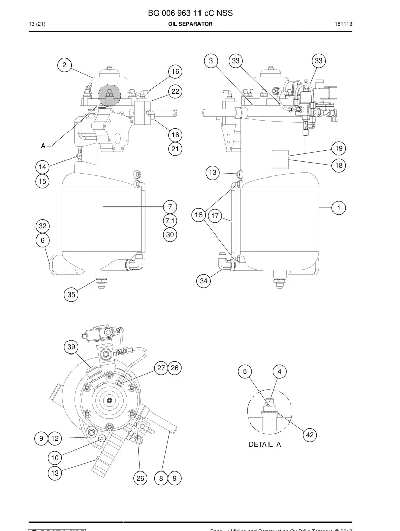 BG00696311c BG 006 963 11c Oil Separator - Sandvik Technical Drawing