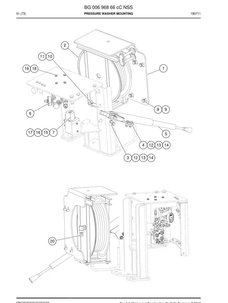BG00696866c BG 006 968 66c Pressure Washer mounting - Sandvik Technical Drawing