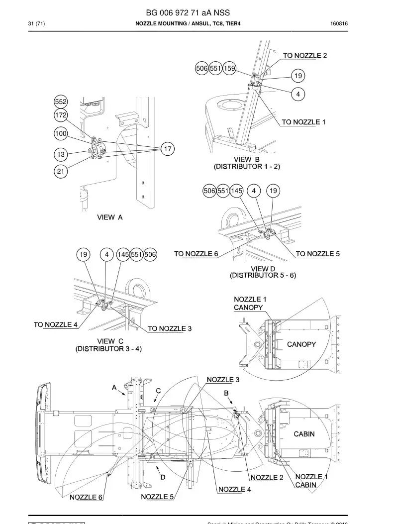 BG00697271a BG 006 972 71a Nozzle Mounting - Sandvik Technical Drawing