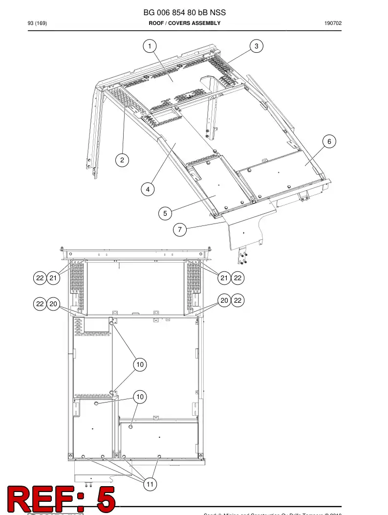 BG00697289a BG 006 972 89a Roof, Sliding - Sandvik Technical Drawing