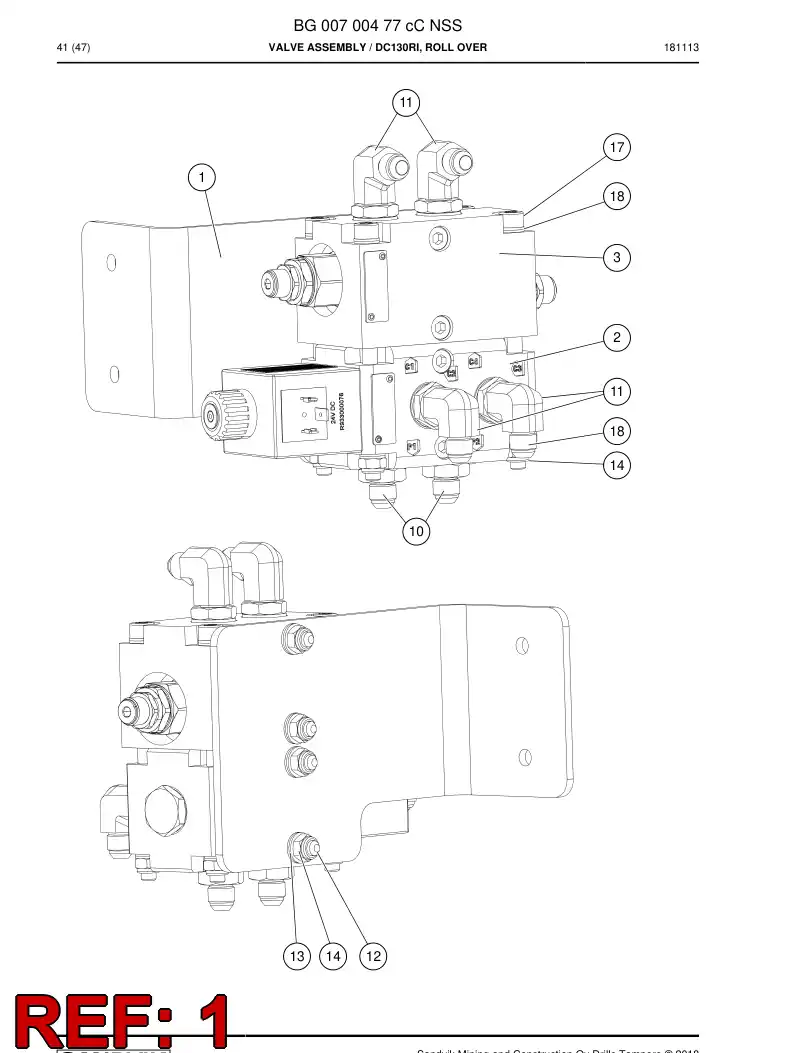 BG00699720a BG 006 997 20a Bracket, Valve - Sandvik Technical Drawing