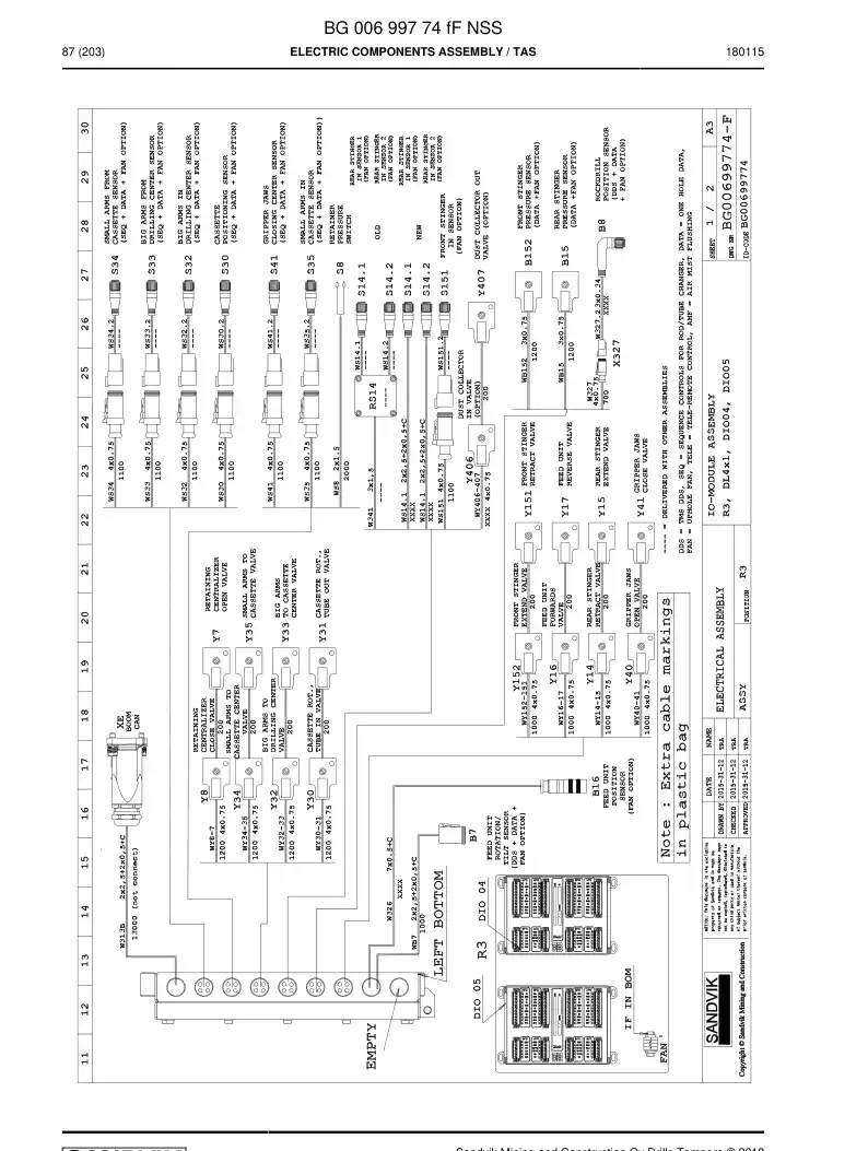 BG00699774h BG 006 997 74h ASSEMBLY DE COMPONENTS ELTRICOS - Sandvik Technical Drawing