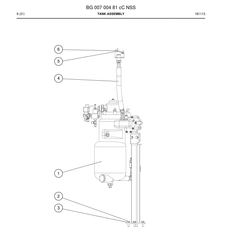 BG00700481c BG 007 004 81c Tank Assembly - Sandvik Technical Drawing