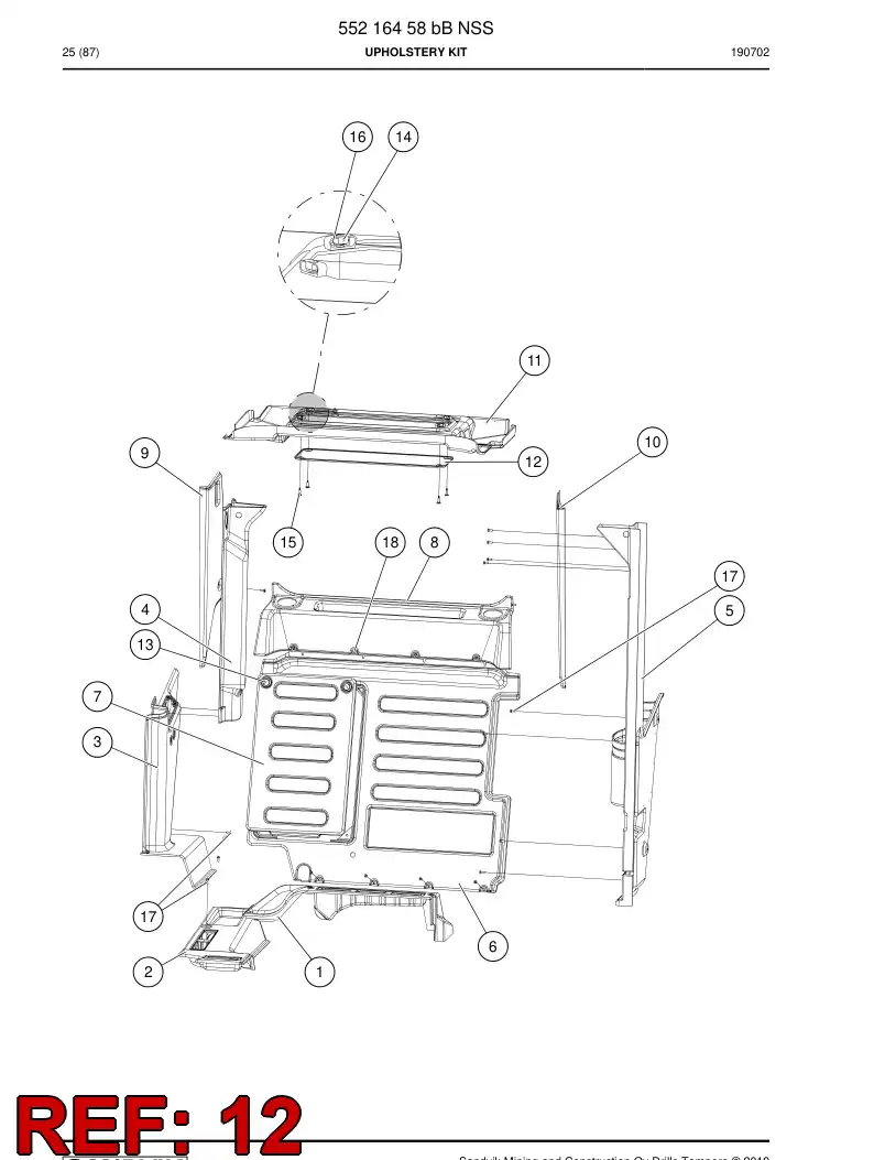 BG00700851a BG 007 008 51a Plate, Lining - Sandvik Technical Drawing