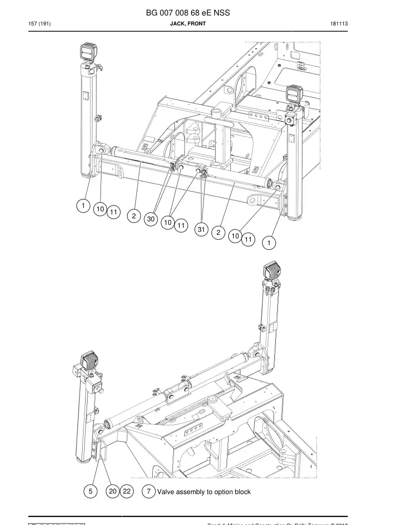 BG00700868e BG 007 008 68e Jack, Front - Sandvik Technical Drawing