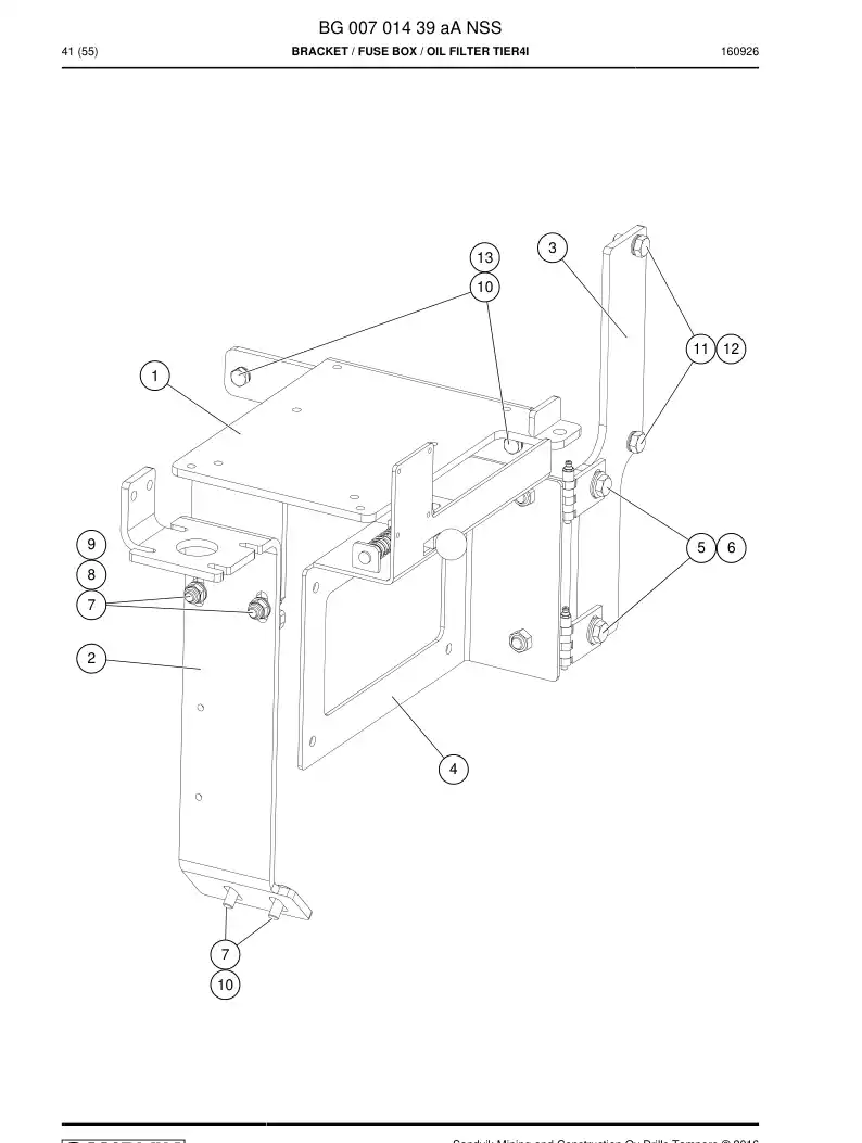 BG00701439a BG 007 014 39a Bracket - Sandvik Technical Drawing