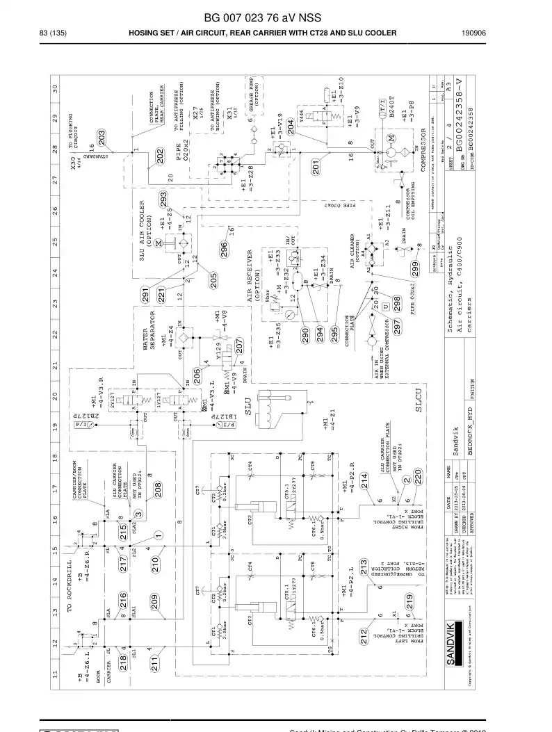BG00702376a BG 007 023 76a Hosing Set - Sandvik Technical Drawing