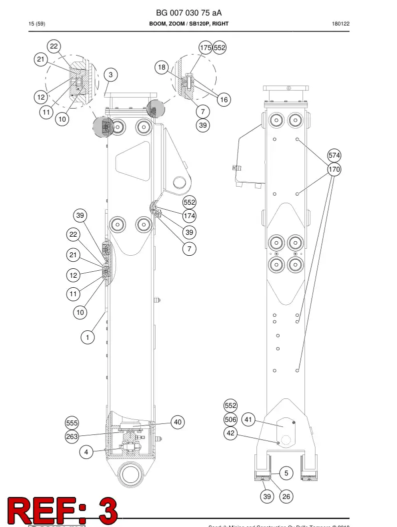 BG00703138a BG 007 031 38a Tube, Inner - Sandvik Technical Drawing