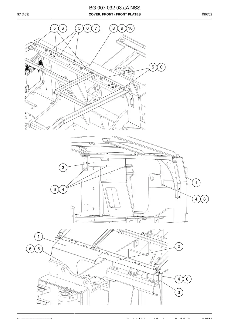 BG00703203a BG 007 032 03a Cover, Front - Sandvik Technical Drawing