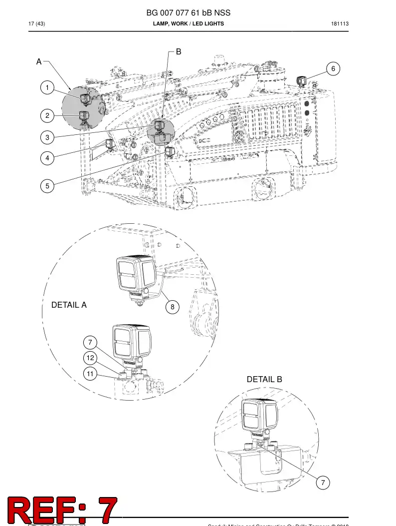 BG00703210a BG 007 032 10a Bracket, Lamp - Sandvik Technical Drawing