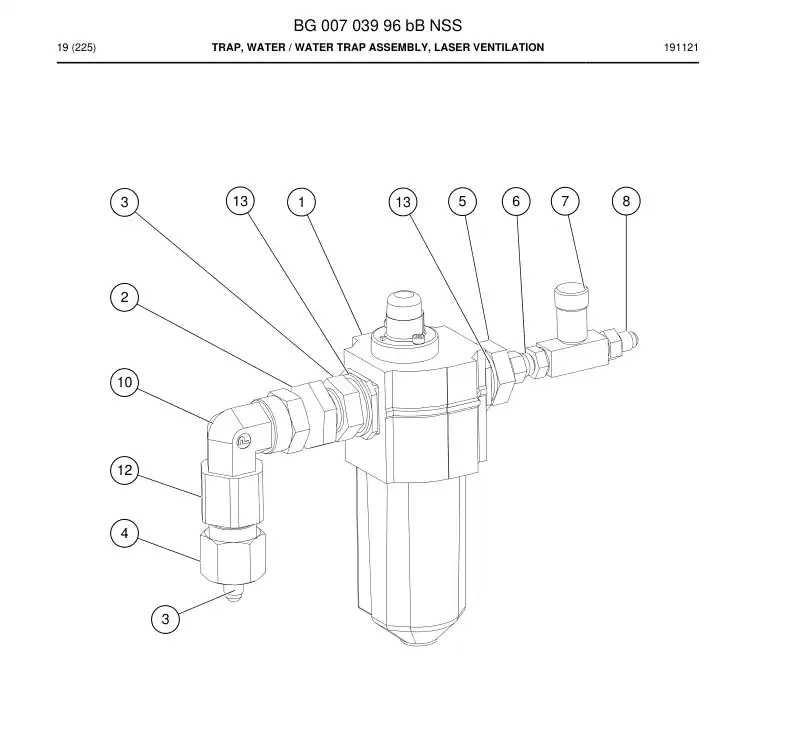 BG00703996b BG 007 039 96b Trap, Water - Sandvik Technical Drawing