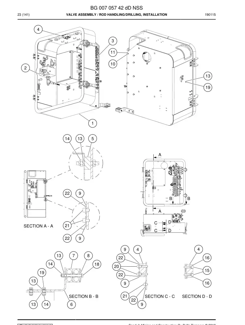 BG00705742d BG 007 057 42d Valve Assembly - Sandvik Technical Drawing
