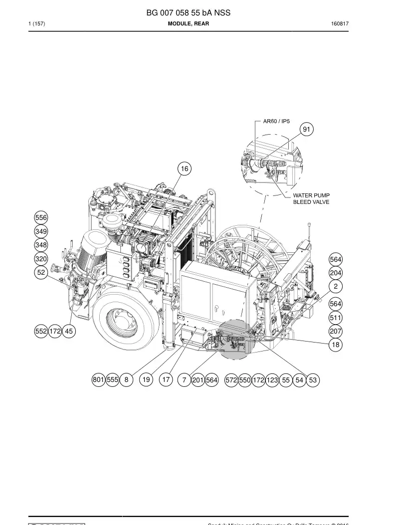 BG00705855b BG 007 058 55b Module, Rear - Sandvik Technical Drawing
