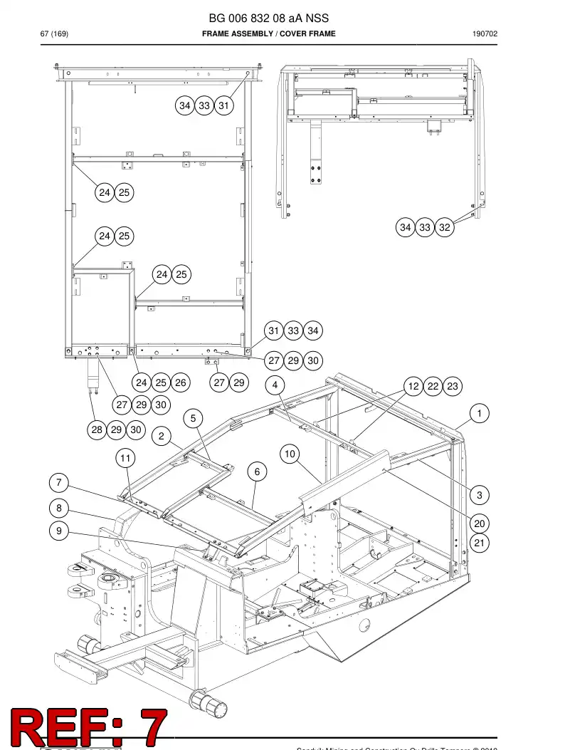 BG00706510b BG 007 065 10b Beam, Cross - Sandvik Technical Drawing