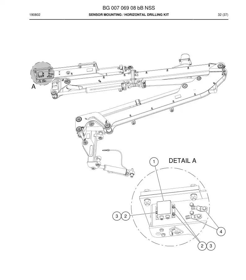 BG00706908b BG 007 069 08b Sensor Mounting - Sandvik Technical Drawing