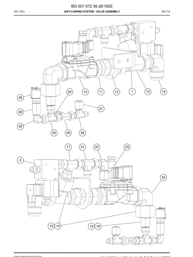 BG00707236d BG 007 072 36d Air Flushing System - Sandvik Technical Drawing