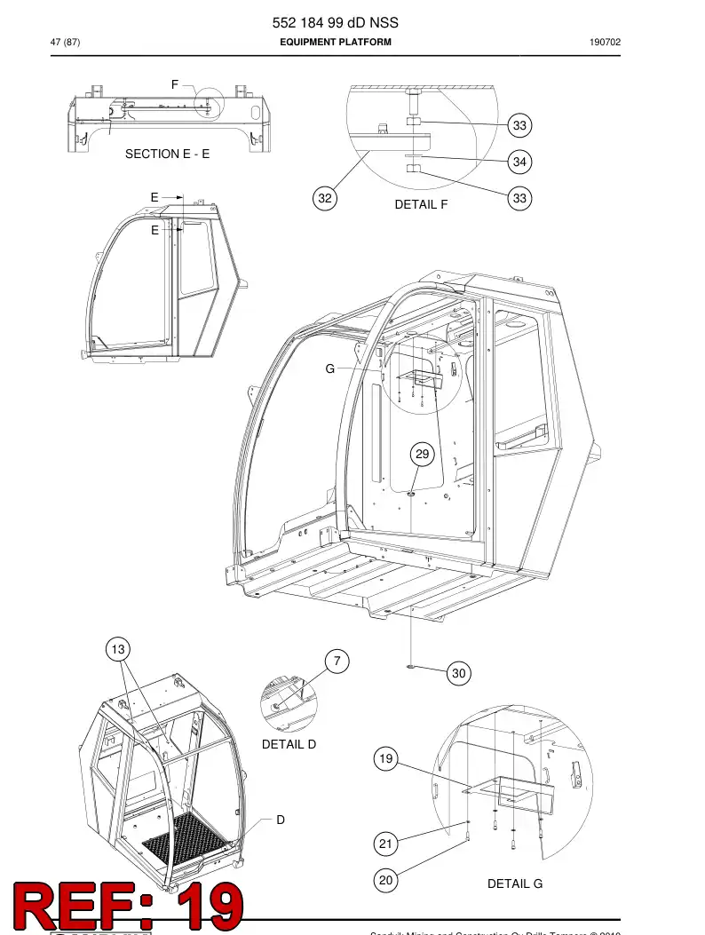 BG00707463a BG 007 074 63a Plate, Mounting - Sandvik Technical Drawing