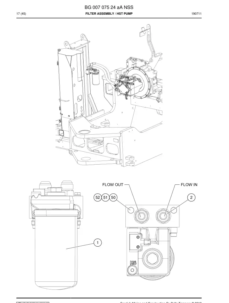 BG00707524a BG 007 075 24a Filter Assembly - Sandvik Technical Drawing