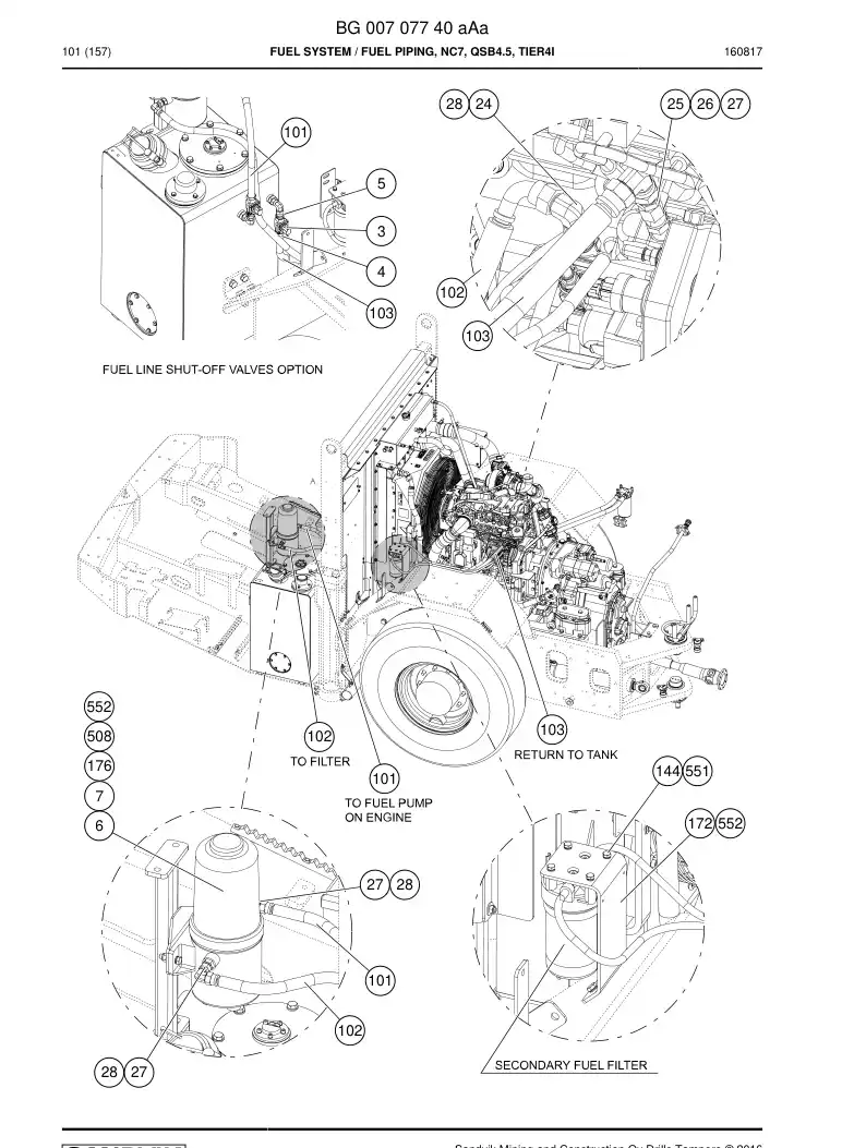 BG00707740b BG 007 077 40b Fuel System - Sandvik Technical Drawing
