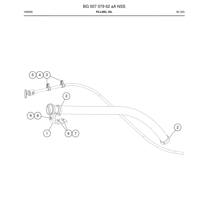 BG00707962a BG 007 079 62a Filling, Oil - Sandvik Technical Drawing