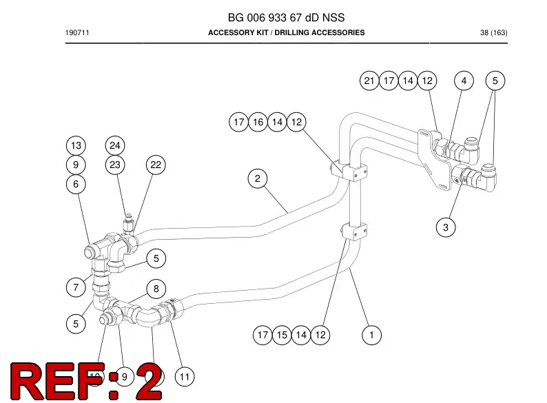 BG00708382a BG 007 083 82a Pipe Assembly - Sandvik Technical Drawing