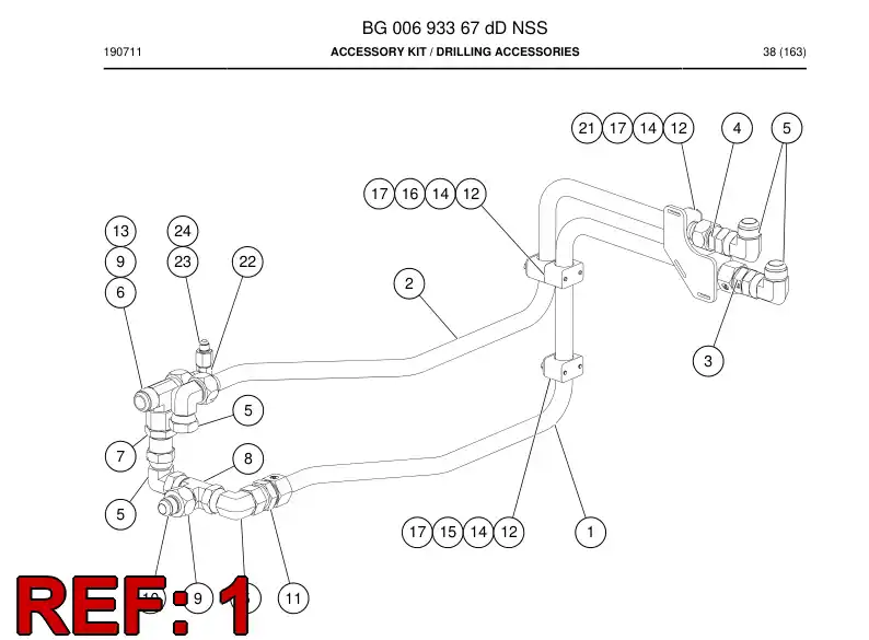 BG00708489a BG 007 084 89a Pipe Assembly - Sandvik Technical Drawing