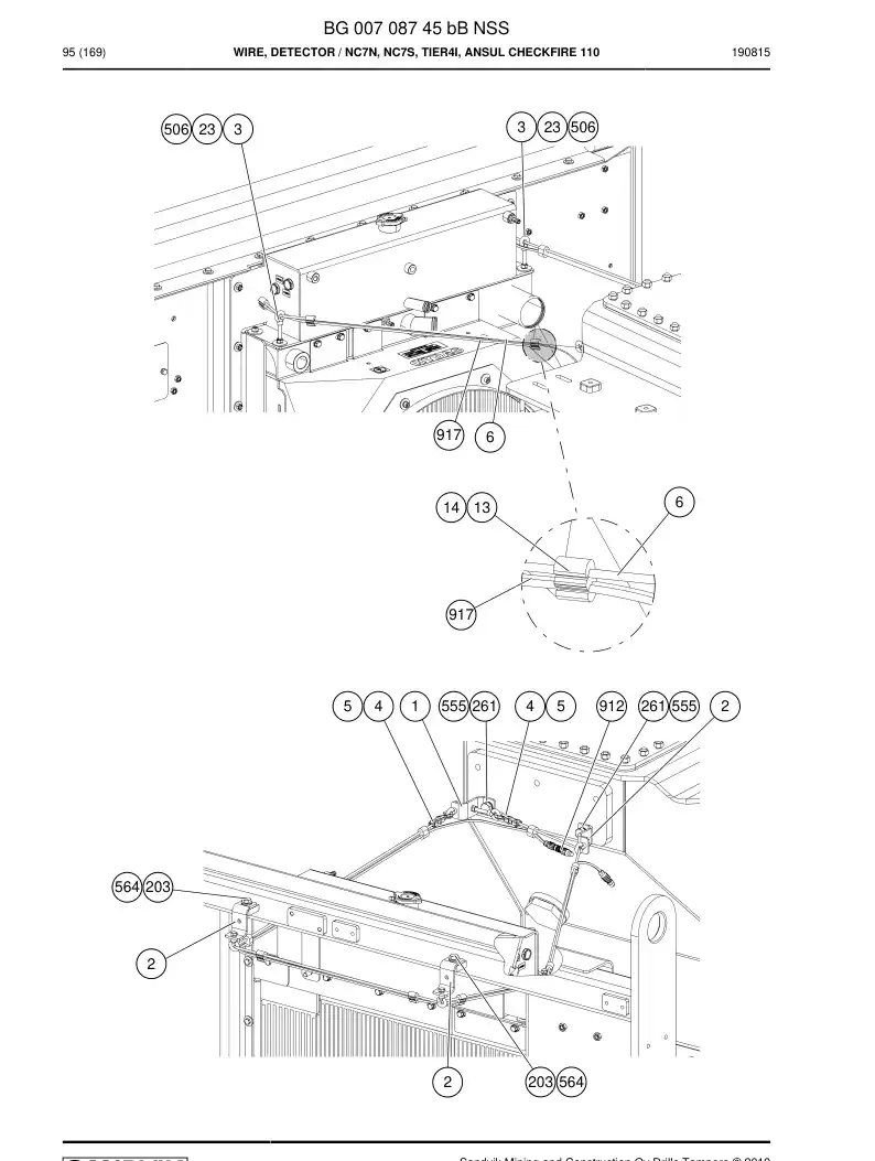 BG00708745b BG 007 087 45b Wire, Detector - Sandvik Technical Drawing