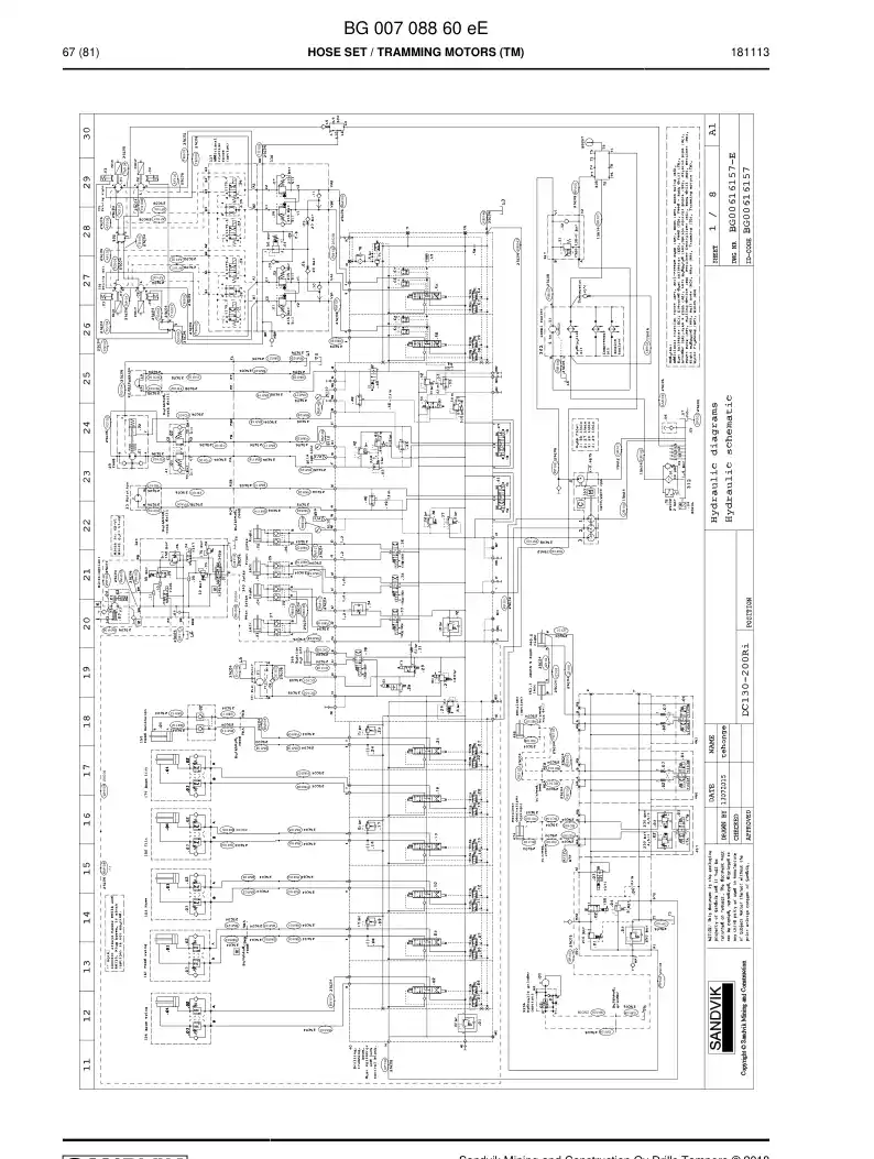 BG00708860e BG 007 088 60e Hose Set - Sandvik Technical Drawing