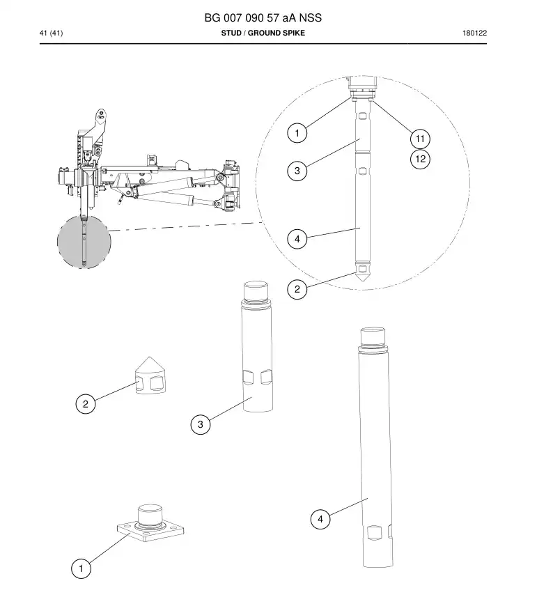 BG00709057a BG 007 090 57a Stud - Sandvik Technical Drawing