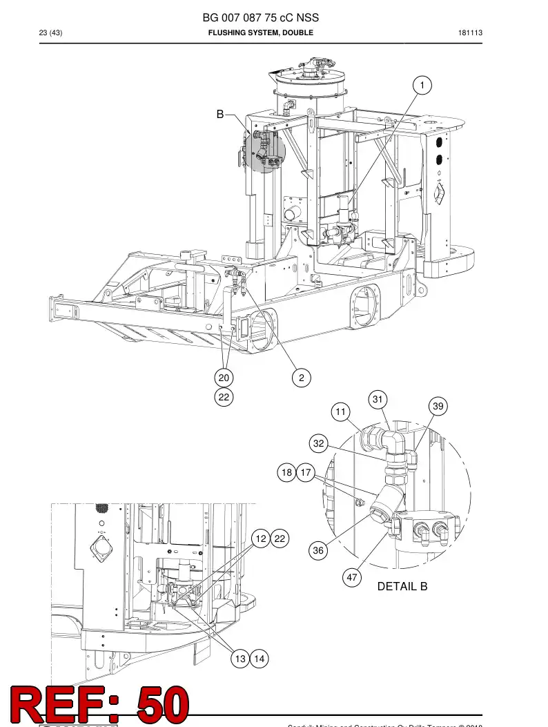 BG00709131a BG 007 091 31a Hose, Flushing - Sandvik Technical Drawing