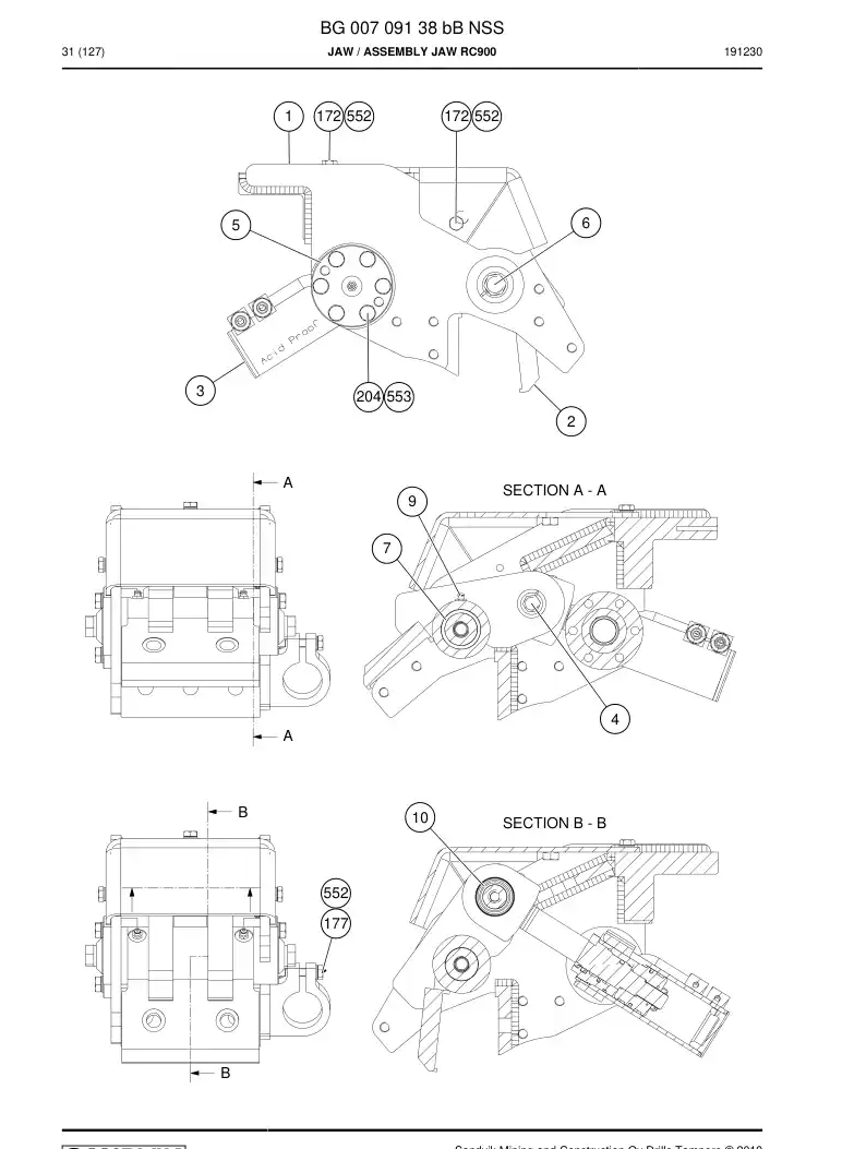 BG00709138b BG 007 091 38b Jaw - Sandvik Technical Drawing