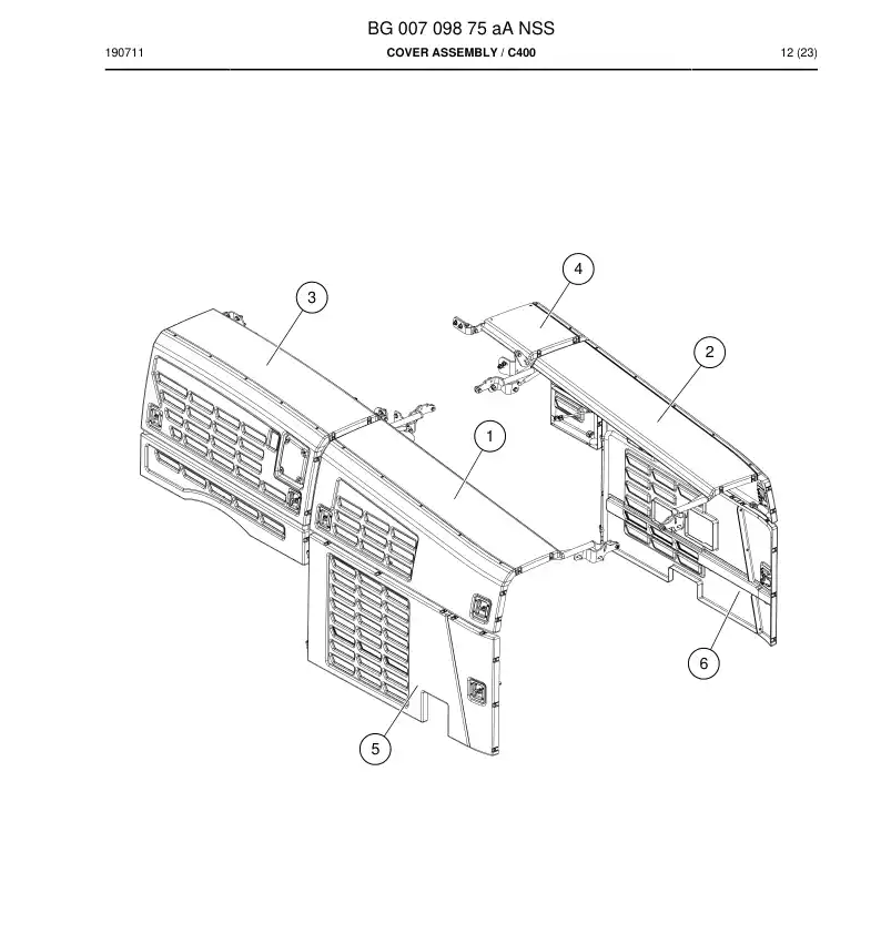 BG00709875a BG 007 098 75a Cover Assembly - Sandvik Technical Drawing