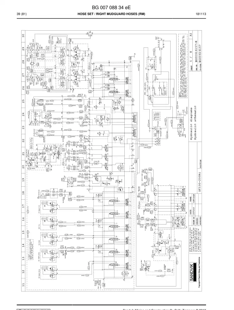 BG00710175a BG 007 101 75a Hose Assembly, Hydraulic - Sandvik Technical Drawing