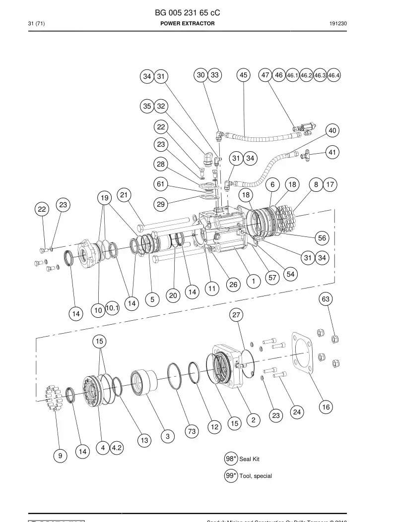 BG00711432a BG 007 114 32a Seal Kit - Sandvik Technical Drawing