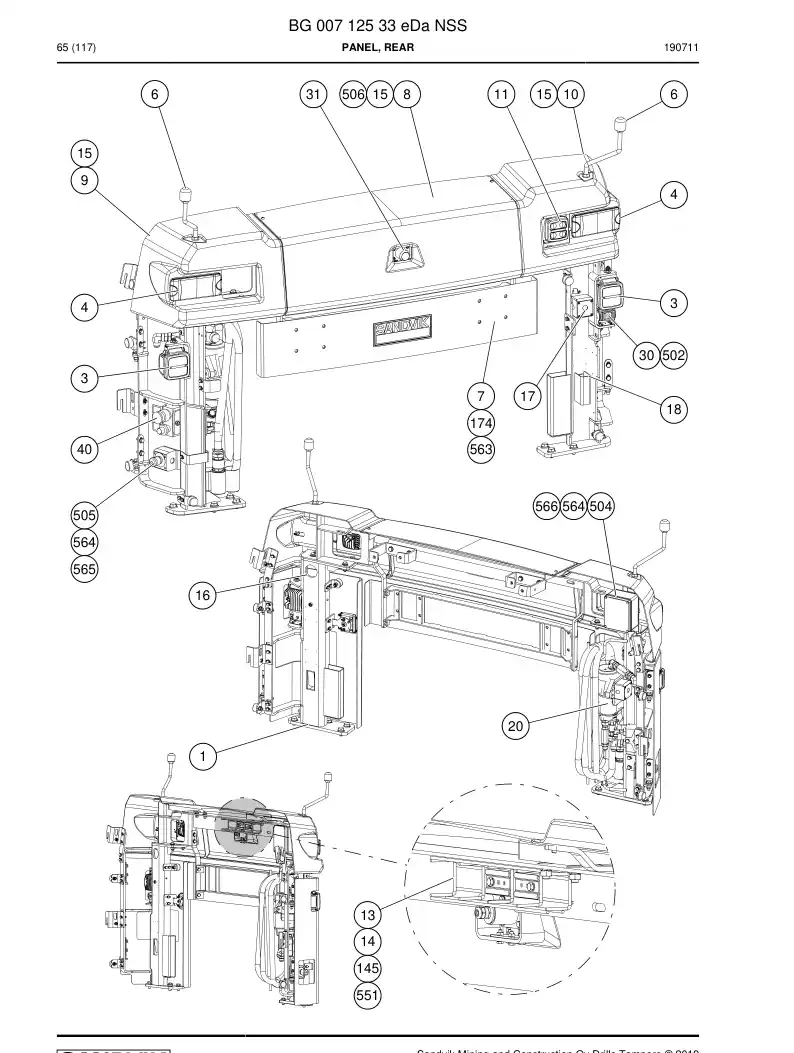 BG00712533e BG 007 125 33e PRING, REAR - Sandvik Technical Drawing