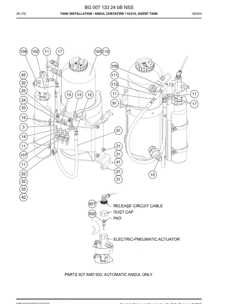 BG00713324b BG 007 133 24b Tank Installation - Sandvik Technical Drawing