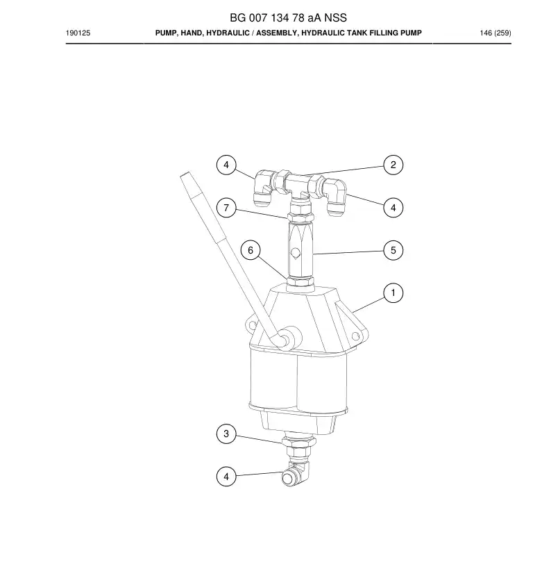 BG00713478a BG 007 134 78a Pump, Hand, Hydraulic - Sandvik Technical Drawing